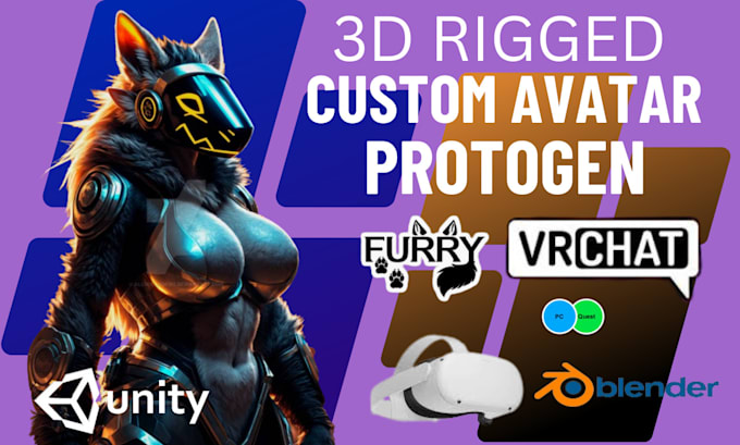 Bestseller - do custom 3d model vrchat avatar furry avatar protogen furry nsfw vrc avatar