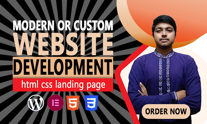 Gig Preview - Design modern website or custom and website development, html CSS landing page