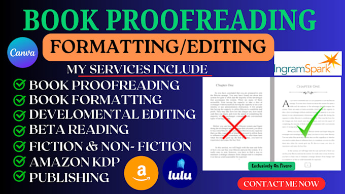 Gig Preview - Edit, format and proofread your ebook, novel, fiction and non fiction book