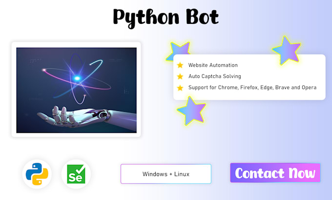 Gig Preview - Create python bot for web automation, telegram