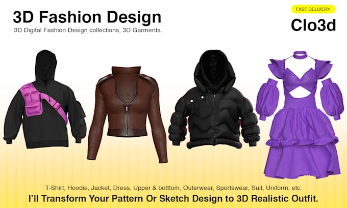 Gig Preview - Make 3d clothing, apparel, digital fashion in clo3d