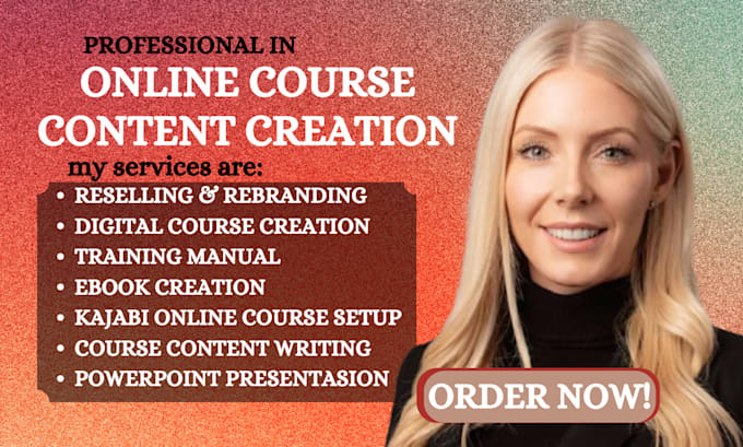 Gig Preview - Develop online course content, video course creation, coaching training manual