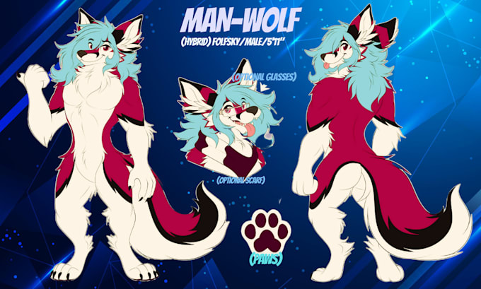 Gig Preview - Draw furry fursona reference sheet for your character, ocs nsfw furry ref sheet