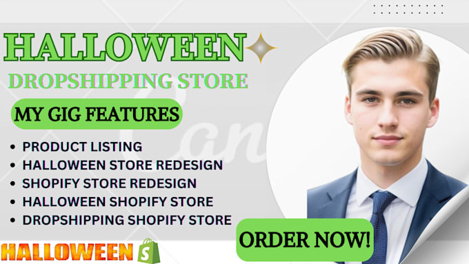 Gig Preview - Design halloween costume dropshipping shopify store halloween shopify store