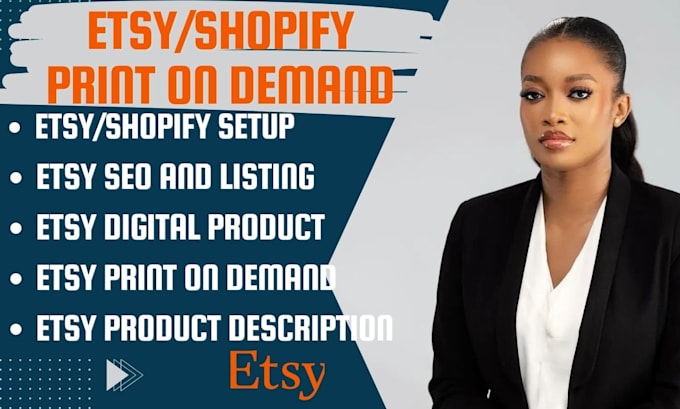 Gig Preview - Optimize esty SEO listing print on demand etsy product description