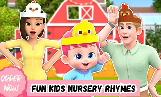 Gig Preview - Create joyful animated kids learning video, nursery rhymes and baby shark