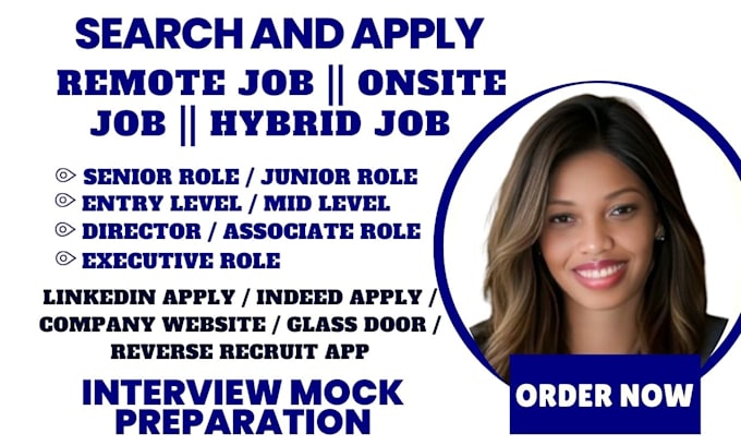 Gig Preview - Do job search hunting and apply for remote onsite hybrid jobs and mock interview