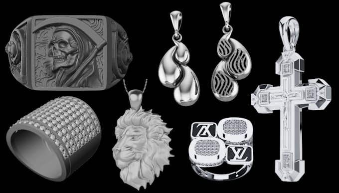 Gig Preview - Do 3d jewelry design, rings, pendant, earring, necklace 3d model for 3d printing