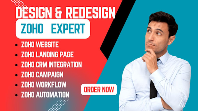 Gig Preview - Design and develop a zoho website, zoho CRM integration, and zoho landing page