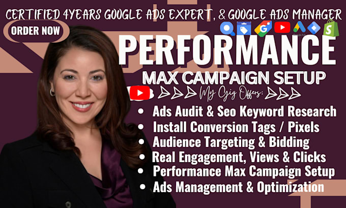 Gig Preview - Setup google ads, performance max ads campaign pmax goo gle ppc adwords campaign