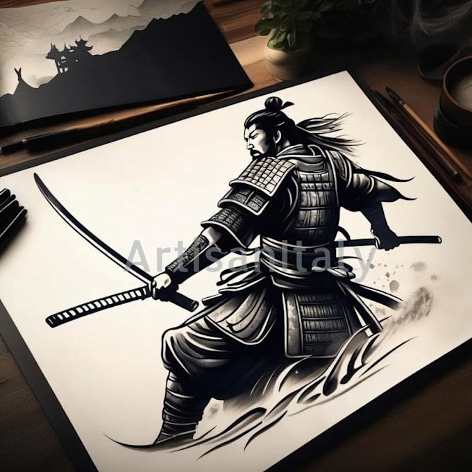 Gig Preview - Samurai fine art print file digital file download digital download for print