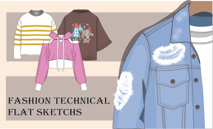 Gig Preview - Make fashion flat sketches and clothing tech packs