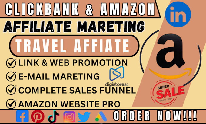 Bestseller - promote affiliate website clickbank amazon affiliate, travel promotion