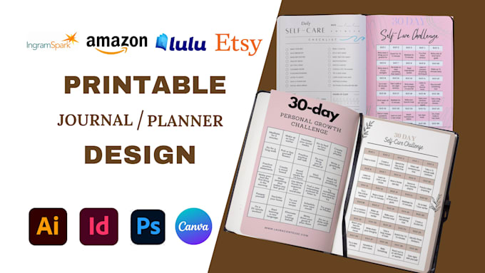 Bestseller - design custom printable journal, canva editable checklist, workbook journal kdp