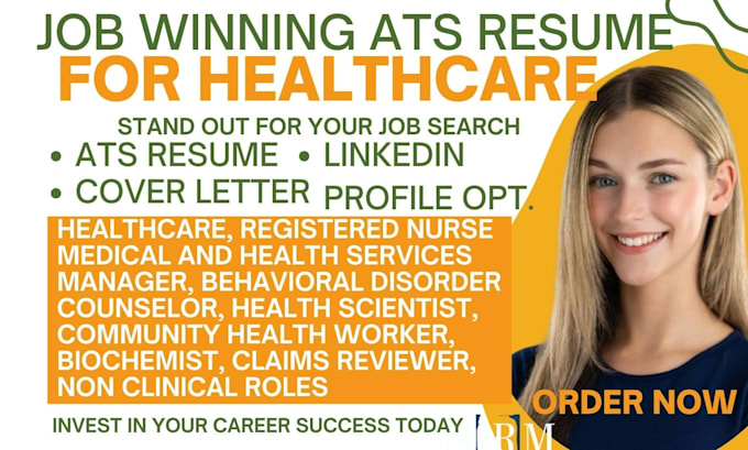 Gig Preview - Write healthcare, nursing, biochemist resume, clinical and non clinical resume