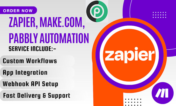 Gig Preview - Setup zapier, make, pabbly, airtable automation, app integration, webhook api