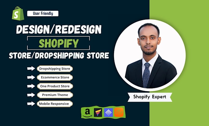 Gig Preview - Create and design attractive shopify store or dropshipping store