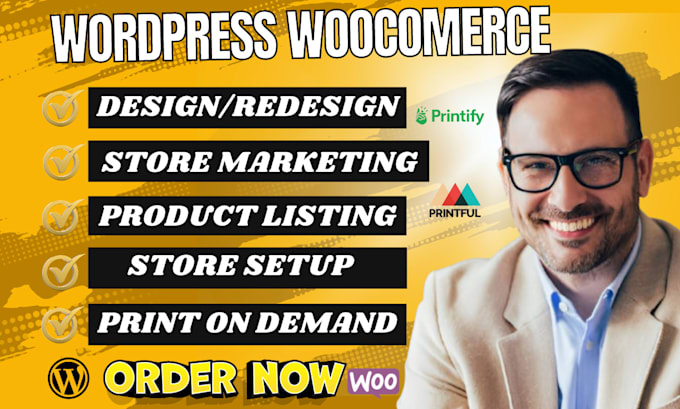 Gig Preview - Setup ecommerce wordpress woocommerce printify printful pod webshop bookly pro