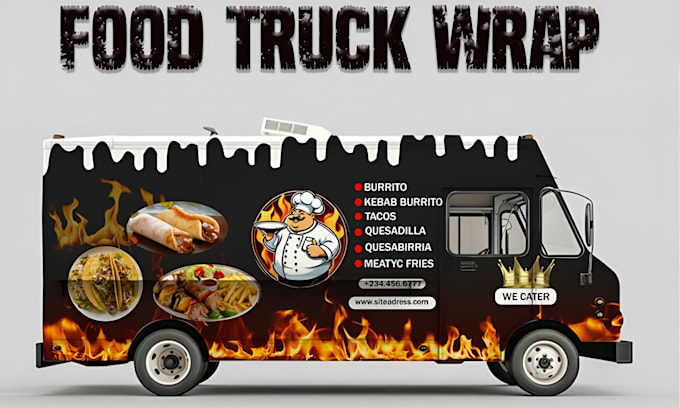 Gig Preview - Professional food truck wrap, car wrap and vehicle wrap design