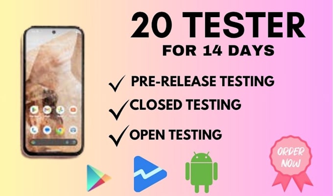 Gig Preview - Provide 20 testers for google play close app testing