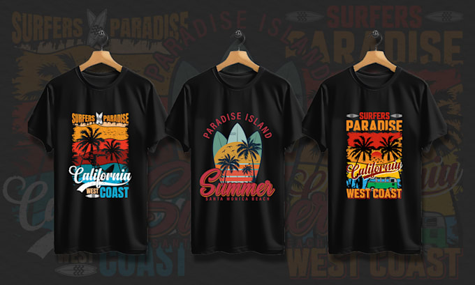 Gig Preview - Create unique summer beach and adventure t shirt designs