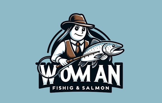 Gig Preview - Create amazing woman fishing with big salmon mascot logo for you