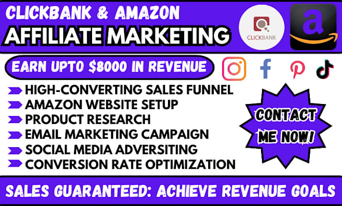 Gig Preview - Setup clickbank affiliate marketing amazon affiliate website sales funnel