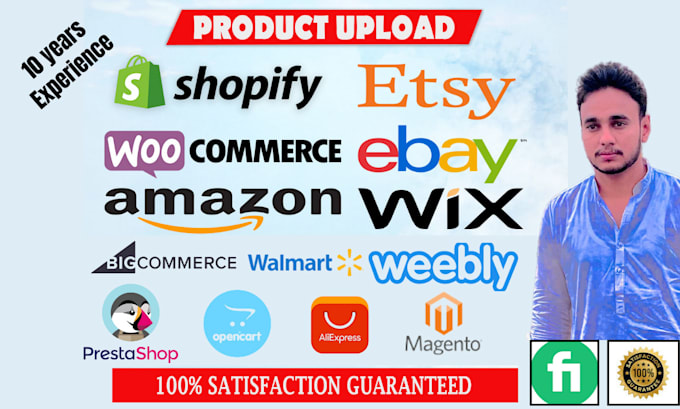 Gig Preview - Add products upload products to prestashop shopify etsy woocommerce store