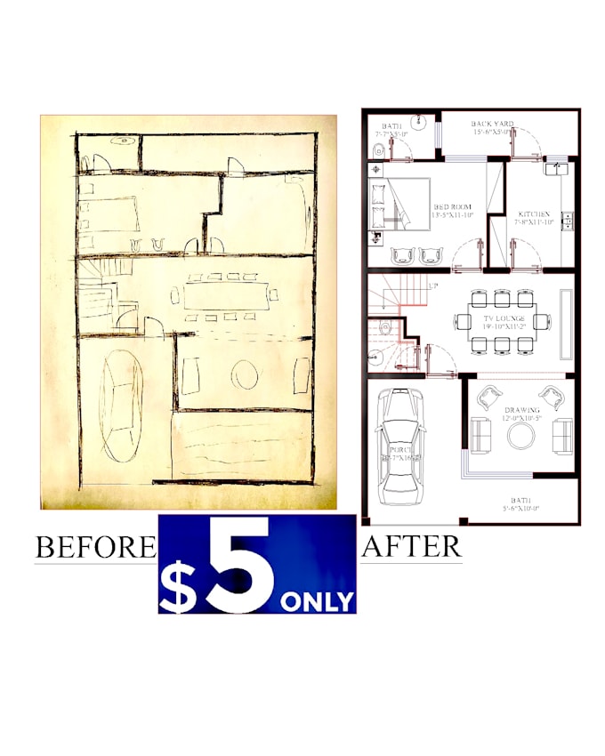 Gig Preview - Convert pdf, sketch or image drawing to autocad drawing