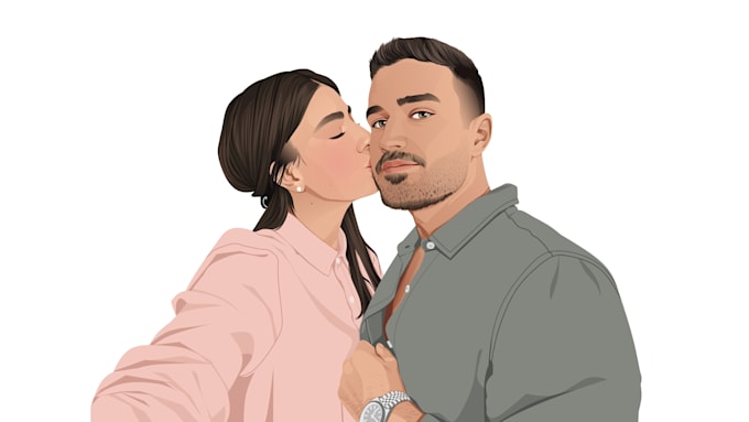 Gig Preview - Draw couple vector portrait