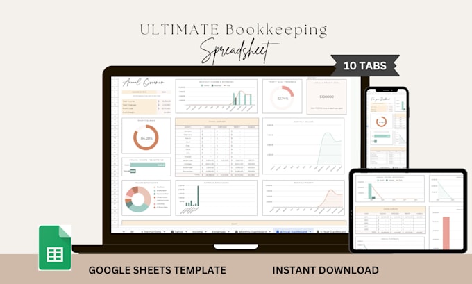 Gig Preview - Send you bookkeeping spreadsheet, 10 tabs, 5 years, automated calculations