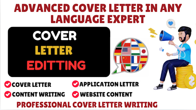 Gig Preview - Write edit targeted cover letter in english french spanish german resume design