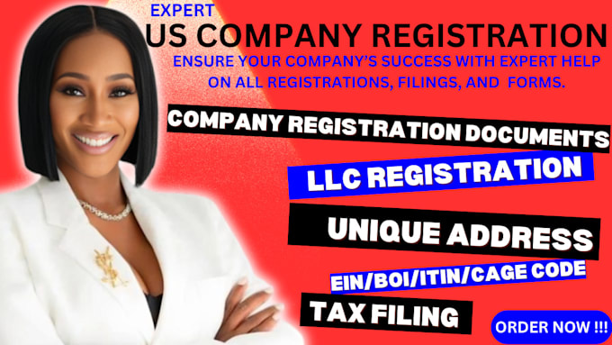 Gig Preview - Do US llc company registration, itin, boi ein trademark registration dba permits