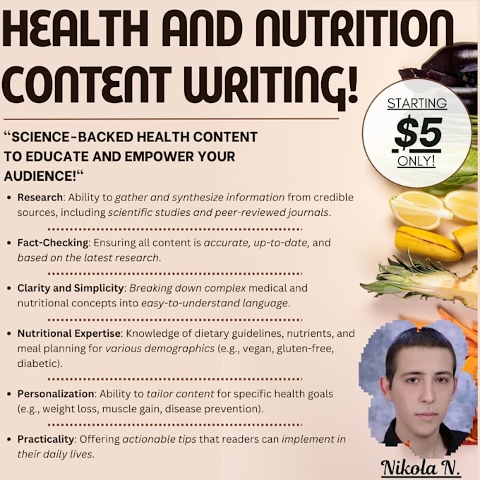 Bestseller - write professional health and nutrition articles