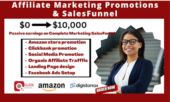 Gig Preview - Do clickbank affiliate marketing link promotion amazon sales funnel landing page