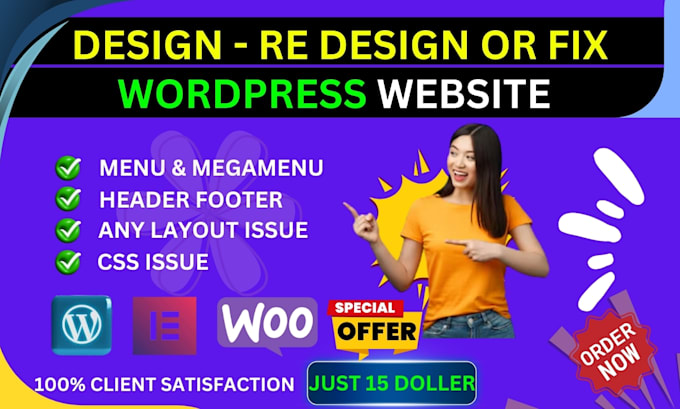 Bestseller - design or fix header footer and mega menu for wordpress websites