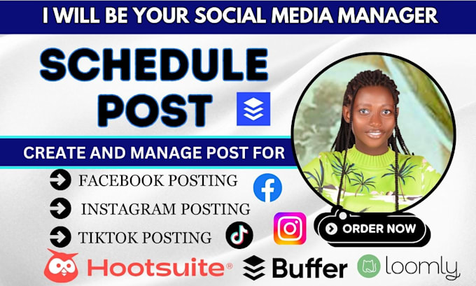 Gig Preview - Be your social media manager schedule post via buffer, social bee and hootsuite