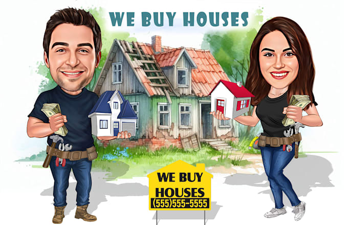 Gig Preview - Create realtor caricature, real estate business cartoon