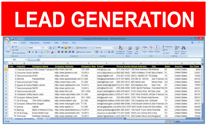 Gig Preview - Lead generation into excel