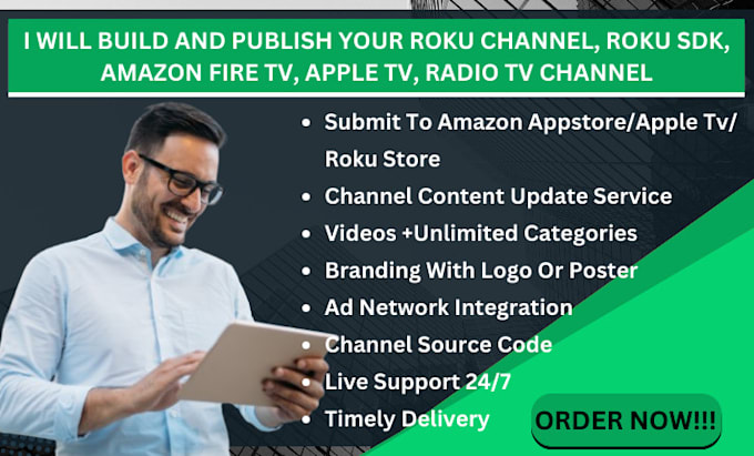 Gig Preview - Build and publish your roku channel, roku sdk, amazon fire TV, apple tv, radio