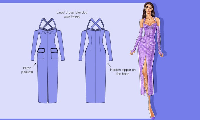 Gig Preview - Design women clothing tech pack, fashion collection design, flat sketch