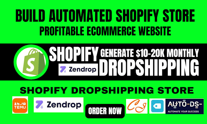 Gig Preview - Build an automated shopify dropshipping store ecommerce website via autods dsers