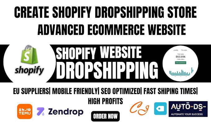 Gig Preview - Create 7figure shopify dropshipping store build shopify website design redesign