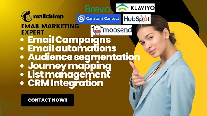 Gig Preview - Setup email campaign mailchimp constant contact klaviyo hubspot moosend brevo