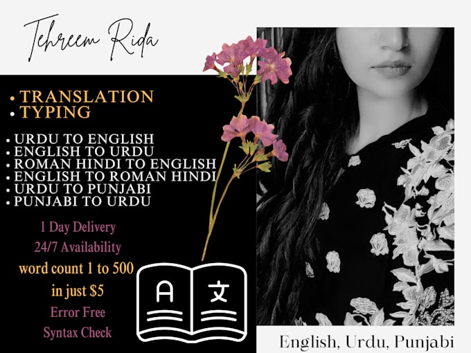 Gig Preview - Do translation in urdu, english, roman hindi and ms typing