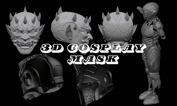 Gig Preview - Do printable model for 3d halloween cosplay mask helmet armor head 3d printing