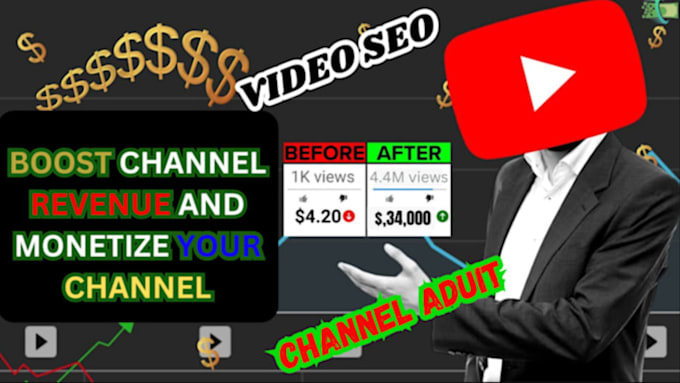 Gig Preview - Boost your youtube channel revenue with  SEO, monetization