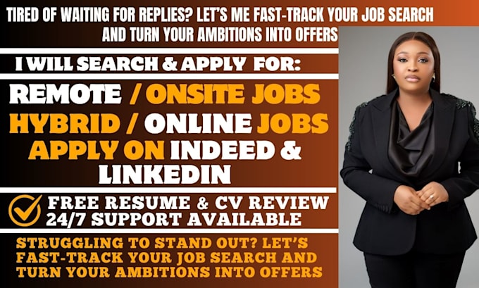 Gig Preview - Do search and apply remote or onsite job applications on your behalf