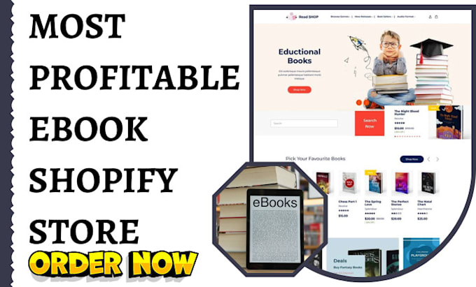 Bestseller - design ebook shopify store digital products store online course ebook website