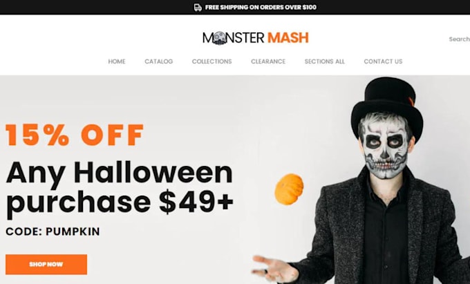 Gig Preview - Design halloween shopify store christmas store firework halloween website